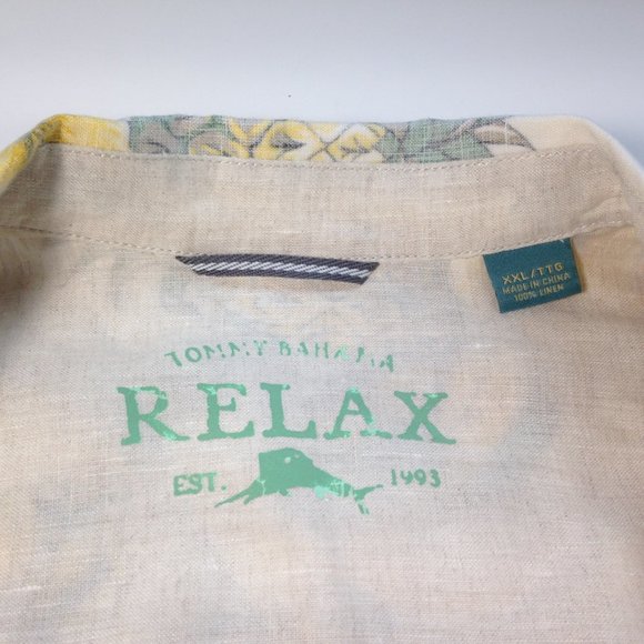 Tommy Bahama LONG SLEEVE Linen Shirt Reverse Print Tropical Fruit Floral NEW 2XL - Picture 5 of 10